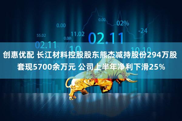 创惠优配 长江材料控股股东熊杰减持股份294万股 套现5700余万元 公司上半年净利下滑25%